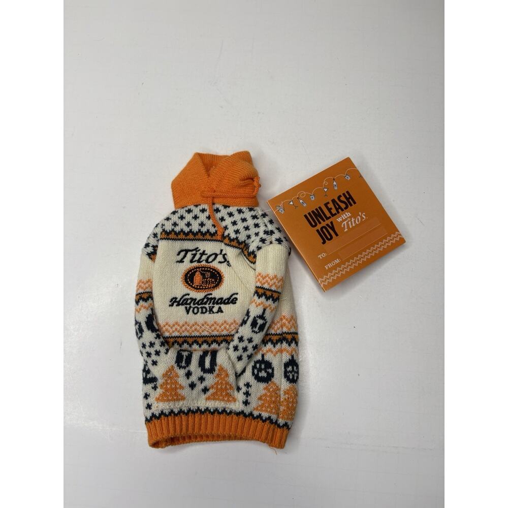 Tito’s Handmade Vodka For Dog People Holiday Christmas Bottle Sweater NEW